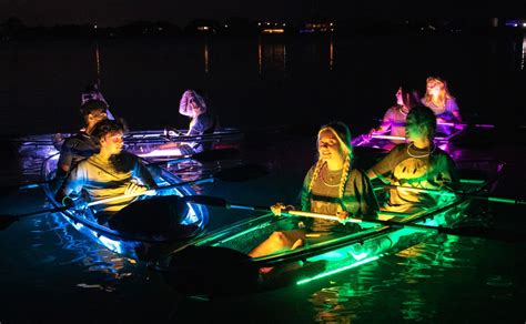 Glow paddle - About. Magical experience on Pensacola Beach. Enjoy our crystal clear kayaks with waterproof lights that can be any color. You can see the fish as you glide over Little Sabine Bay. We are open during the day for GLASS Paddle. You can enjoy the crystal clear kayaks and experience life "under the sea". Starting at 730pm, GLOW Paddle starts.
